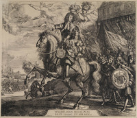 KG 06480
<br/>
Zinneprent op Willem na overwinning in Ierland, 1690
<br/>
<em>Hooghe, Romeyn de (1645-1708)</em>